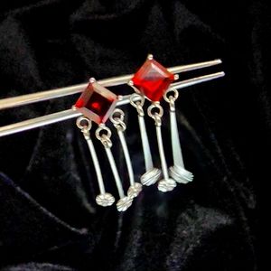 10K Garnet & Diamond Earrings